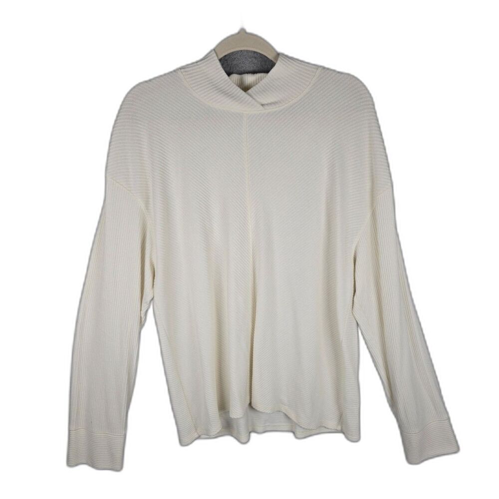 Haven Well Within Cream XXL Draped Funnel Neck Sweater High Low Minimalist